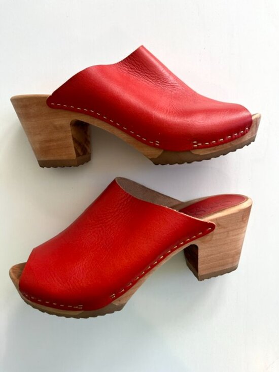 Bosabo Shoes - French Bosabo Red Leather Clog Mules | Size 41